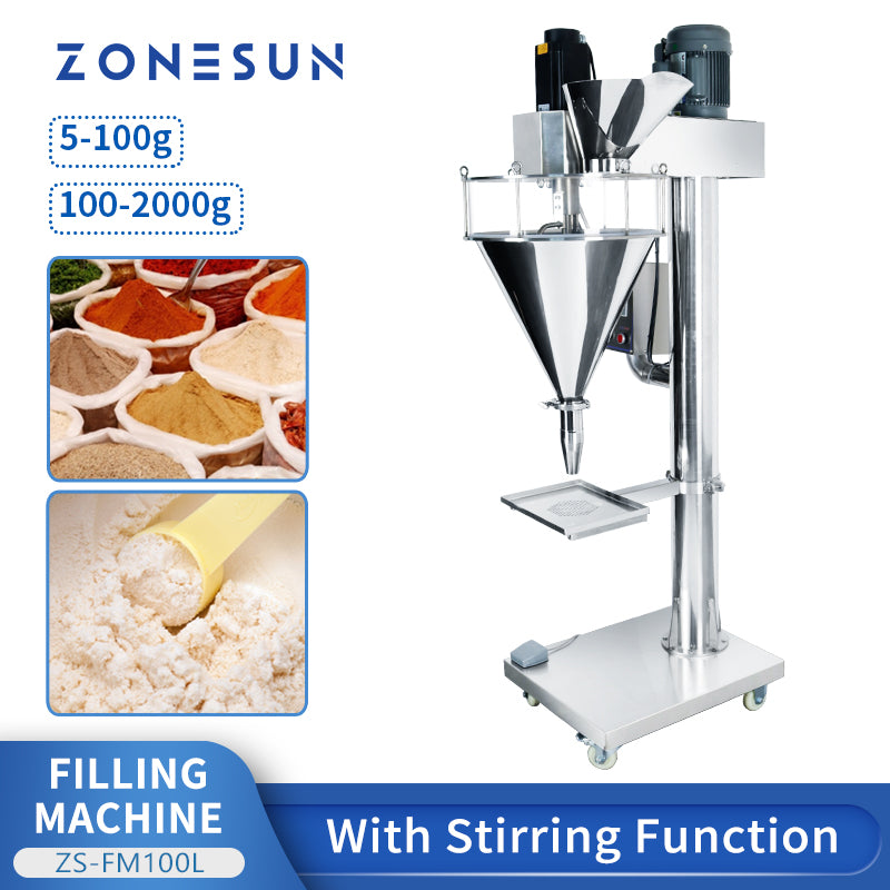 ZONESUN ZS-FM100L Semi-Auto Auger Powder Filling Machine for Bottles & Bags