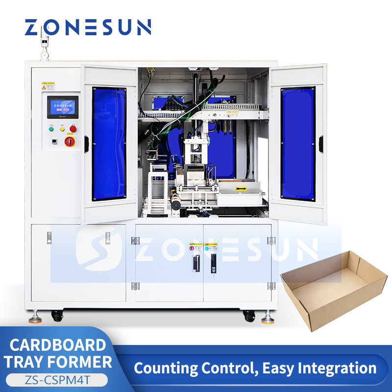 ZONESUN ZS-CSPM4T Automatic Corrugated Tray Former Erector with Hot Melt Glue Sealing