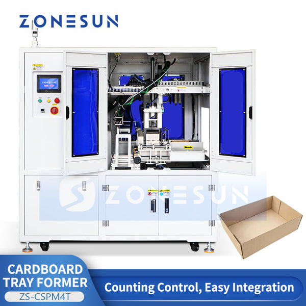 ZONESUN ZS-CSPM4T Automatic Corrugated Tray Former Erector with Hot Melt Glue Sealing
