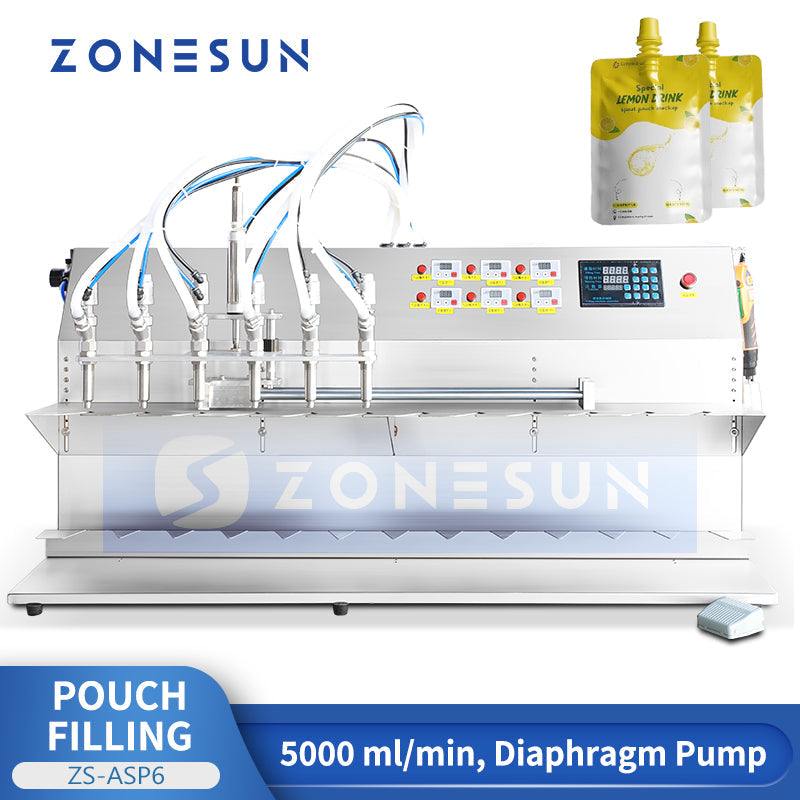 ZONESUN ZS-ASP6 Semi-Automatic Liquid Filling Machine For Jelly Juice  Pouches