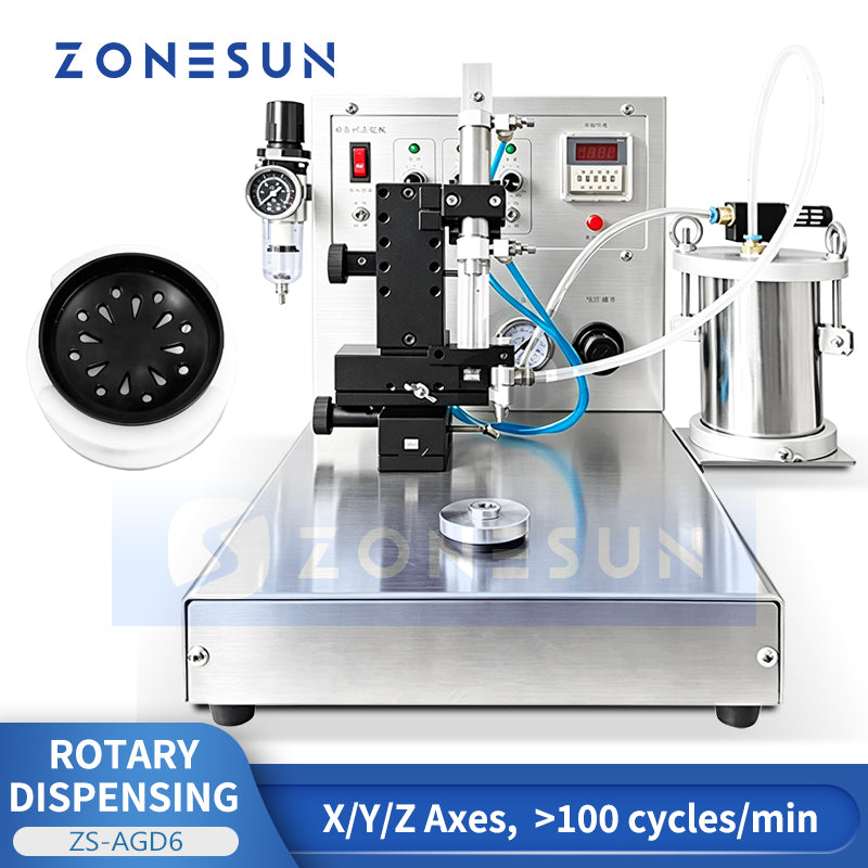ZONESUN ZS-AGD6 Automatic 360° Rotary Glue Dispensing Machine for Round Products