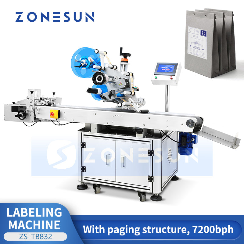ZONESUN ZS-TB832 Automatic Paging Labeling Machine for Bags, Cards and Flat Cartons
