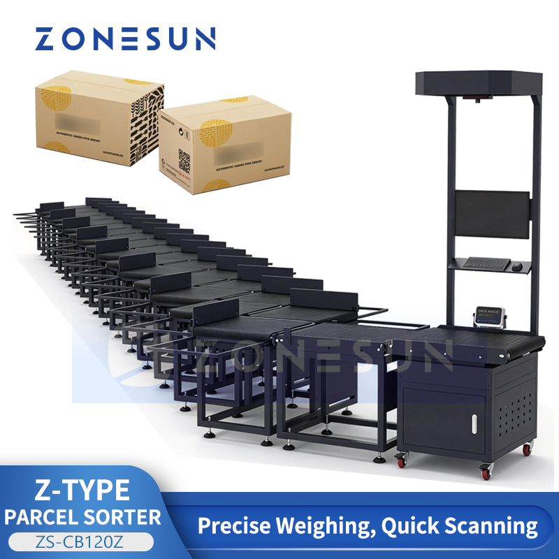 ZONESUN ZS-CB120Z Automatic Barcode Scanner Z-Belt Parcel Sorting Machine