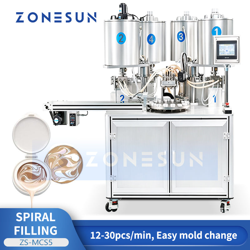 ZONESUN ZS-MCS5 Automatic 4-Color Spiral Pattern Cosmetic Filling Machine