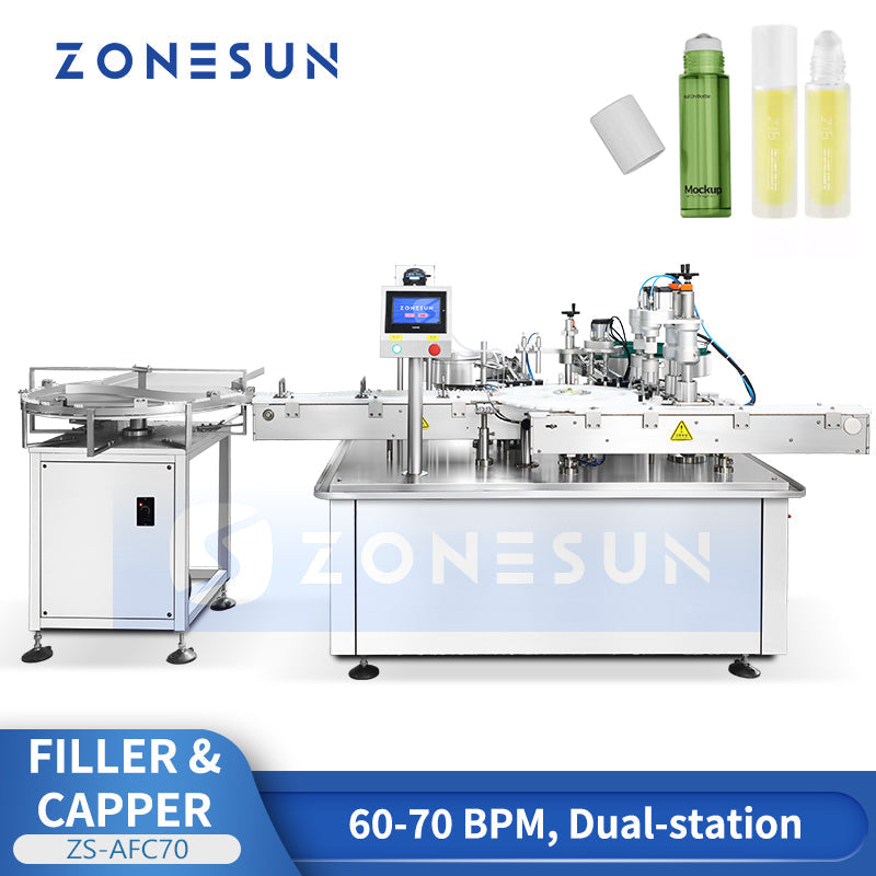 ZONESUN ZS-AFC70 Dual-Station Roller Ball Bottle Filling and Capping Machine