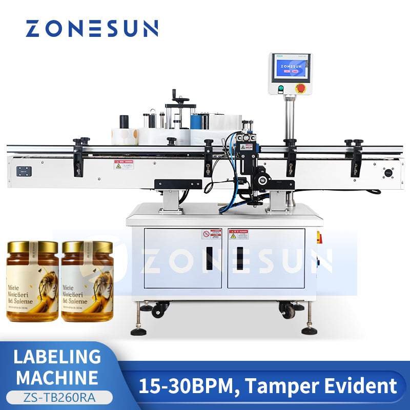 Automatic Round Bottle Cap & Body Labeling Machine