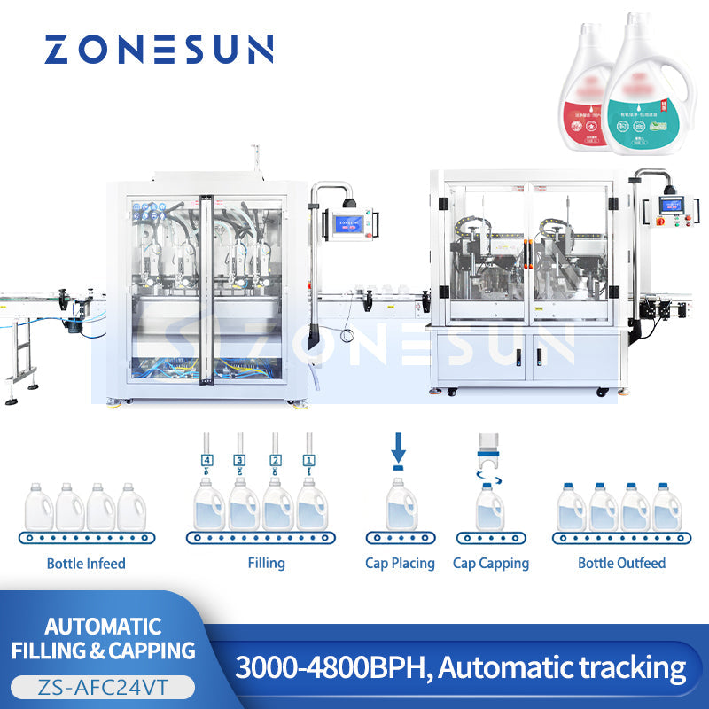 ZONESUN ZS-AFC24VT Automatic Tracking Filling and Capping Machine For Household & Cosmetic Product
