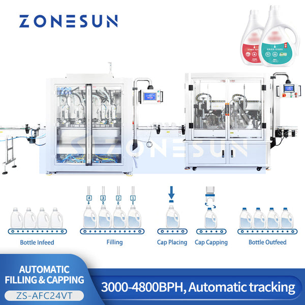 ZONESUN ZS-AFC24VT Automatic Tracking Filling and Capping Machine For Household & Cosmetic Product