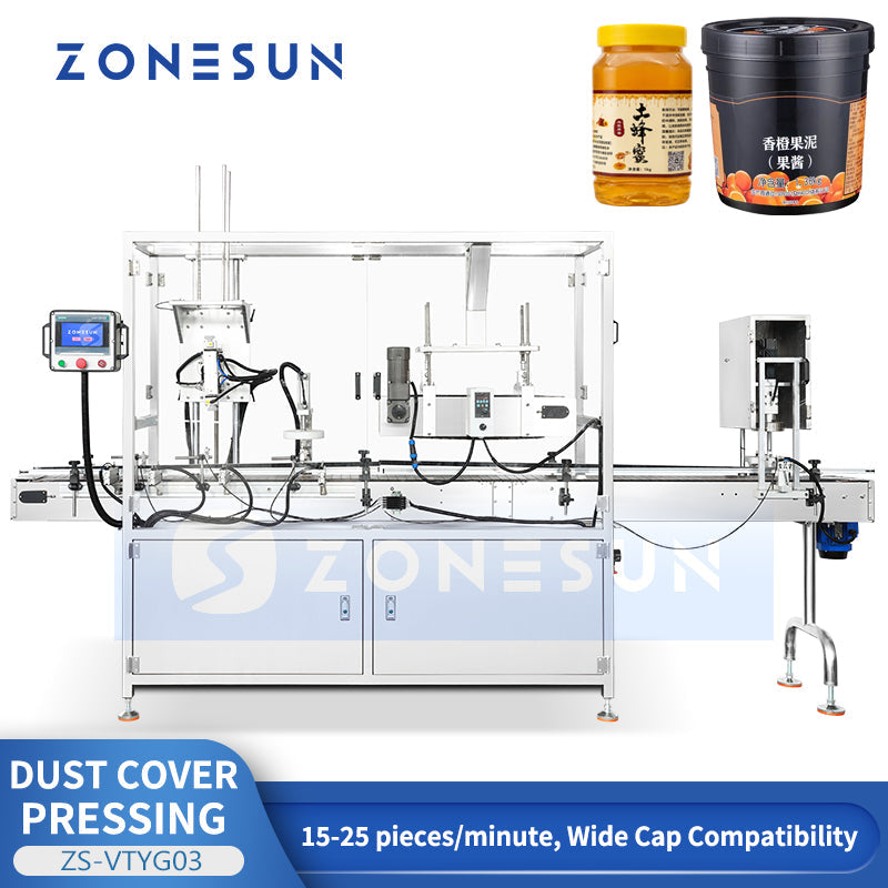 ZONESUN ZS-VTYG03 Automatic Large Bottle Overcap Pressing Machine with Vacuum Cap Placement