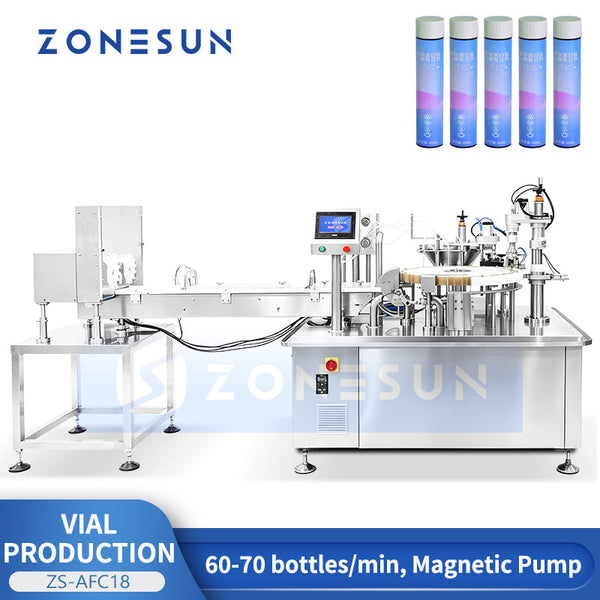 ZONESUN ZS-AFC18 4-Head Magnetic Pump Small-Dose Vial Filling and Capping Line