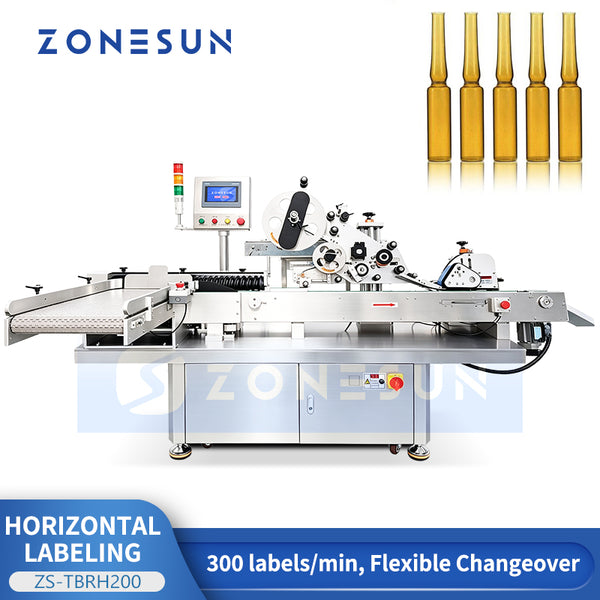 ZONESUN ZS-TBRH200 Automatic Horizontal Labeling Machine for Ampoules Vials and Small Bottles