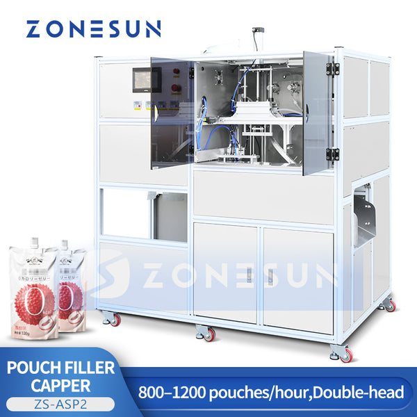 ZONESUN ZS-ASP2 Automatic Spout Pouch Piston Pump Liquid Filling Capping Machine
