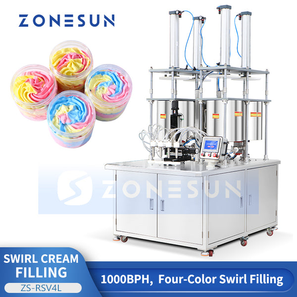 ZONESUN ZS-RSV4L Semi-Automatic Multi-color Swirl Cream Filling Machine