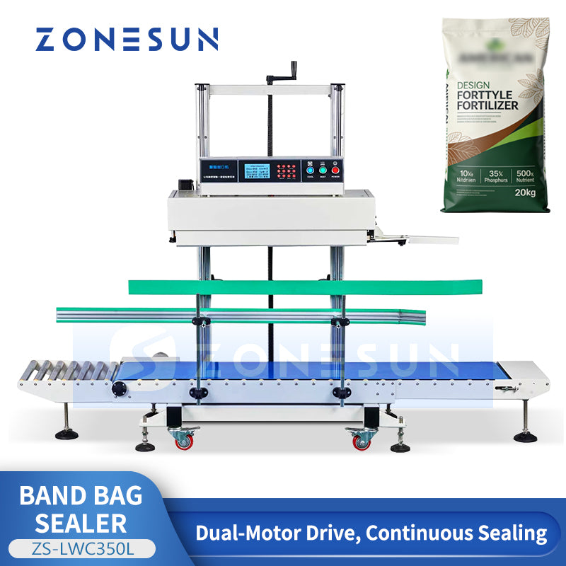 ZONESUN ZS-LWC350L Dual-Motor Vertical Continuous Band Sealer for Large and Heavy Bags