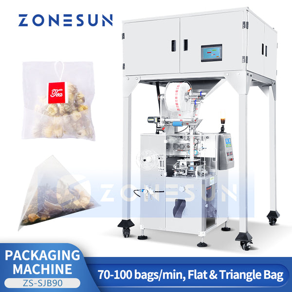 ZONESUN ZS-SJB90 VFFS Pyramid & Flat Tea Bag Packaging Machine