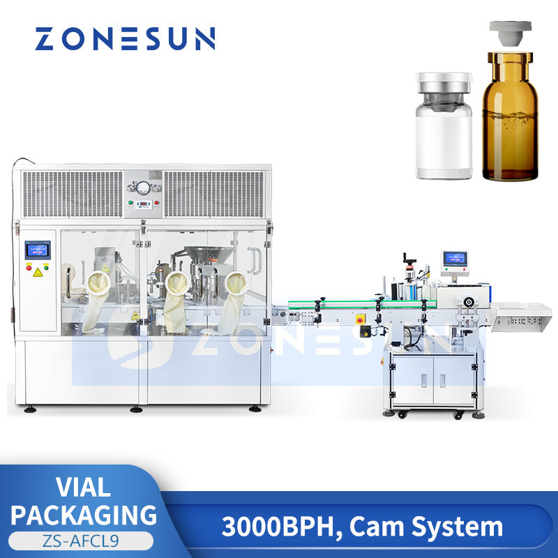 ZONESUN ZS-AFCL9 Automatic Vial Filling Capping Labeling Machine Vial Packaging Line