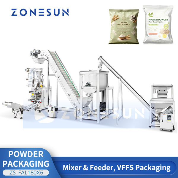 Línea de producción automática de sellado, llenado, alimentación y mezcla de polvo ZONESUN 