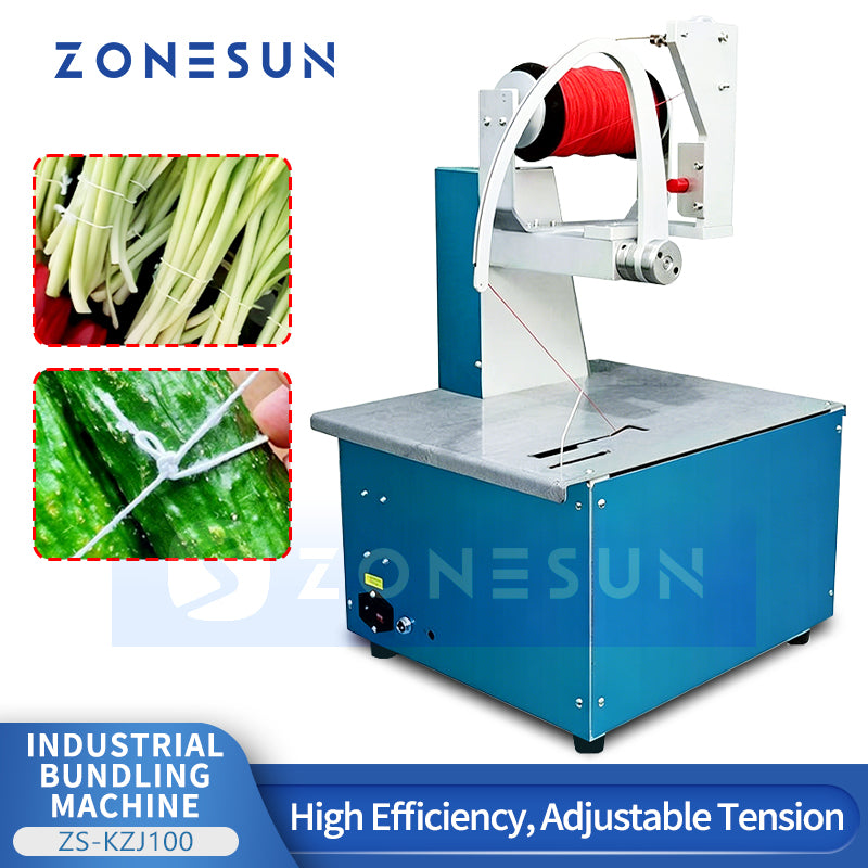 ZONESUN ZS-KZJ100 Automatic Elastic Rope Bundling Machine for Vegetables Flowers Cables Fast Tying System
