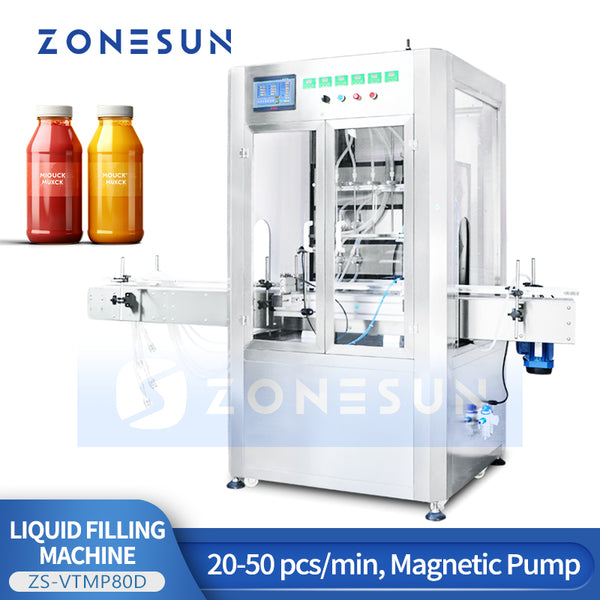 ZONESUN ZS-VTMP80D Magnetic Pump Liquid Filling Machine with Dust Cover