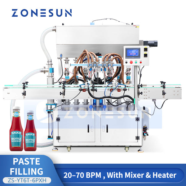 ZONESUN ZS-YT6T-6PXH Servo Piston Paste Filling Machine for Hot Sauce Jam Viscous Products