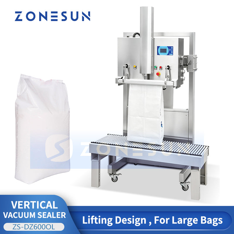 ZONESUN ZS-DZ600OL Vertical Lifting External Suction Vacuum Bag Sealing Machine for Large Bags Powders Granules and Industrial Products