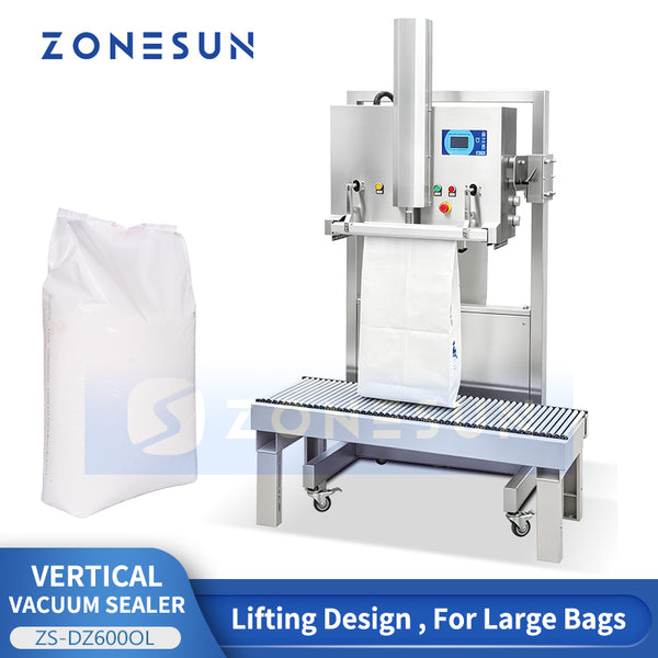 ZONESUN ZS-DZ600OL Vertical Lifting External Suction Vacuum Bag Sealing Machine for Large Bags Powders Granules and Industrial Products