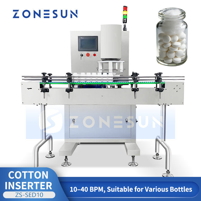 ZONESUN ZS-SED10 Automatic Cotton and Desiccant Inserting Machine Desiccant Feeder