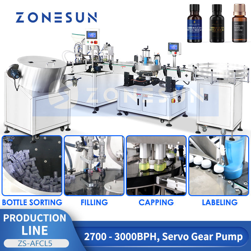 ZONESUN ZS-AFCL5 Automatic Gear Pump Filling Capping Labeling Line