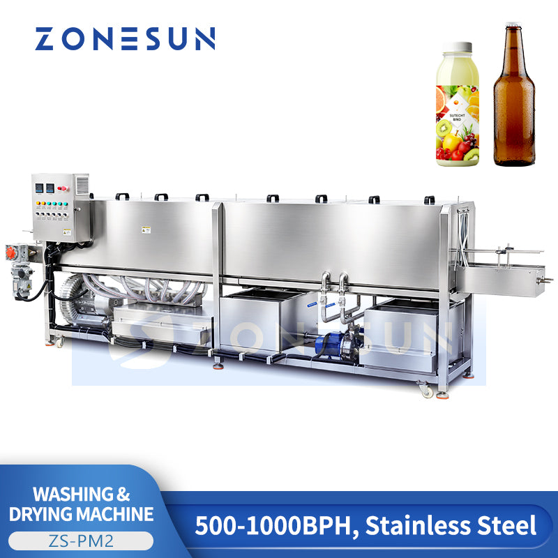ZONESUN ZS-PM2 Tunnel Pasteurizer with Washing and Drying for Bottles and Cans
