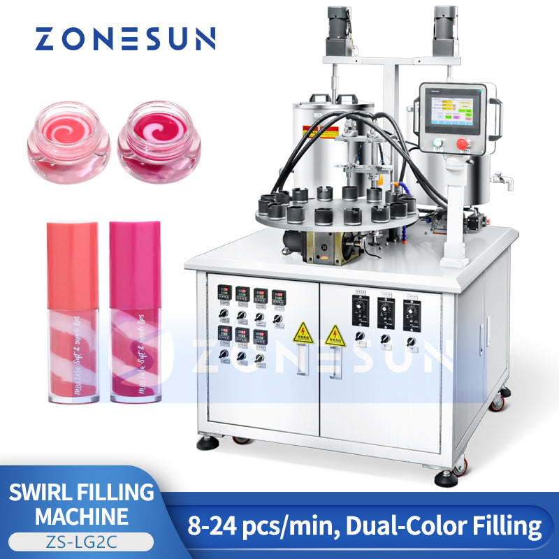 ZONESUN ZS-LG2C Lipstick Spiral Filling Machine Double Color for High-Viscosity Cosmetic & Paste Products