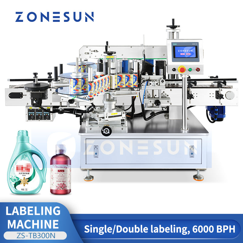 ZONESUN ZS-TB300N Autoamtic Round Square Bottle Double Side Labeling Machine