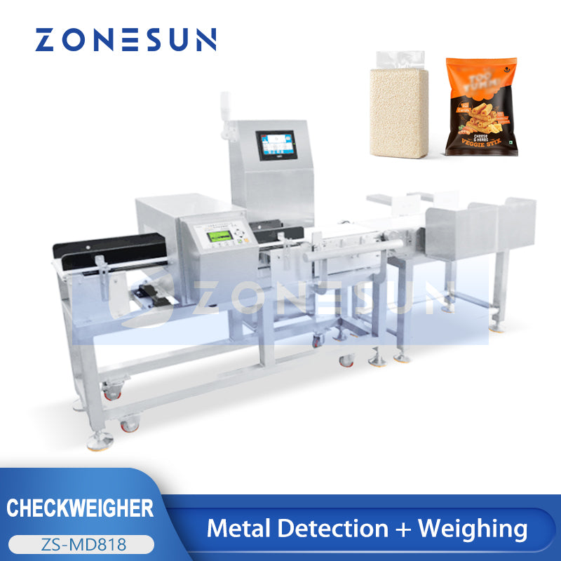 ZONESUN ZS-MD818 Automatic Checkweigher & Metal Detector Machine | Dynamic Weighing & Metal Detection System