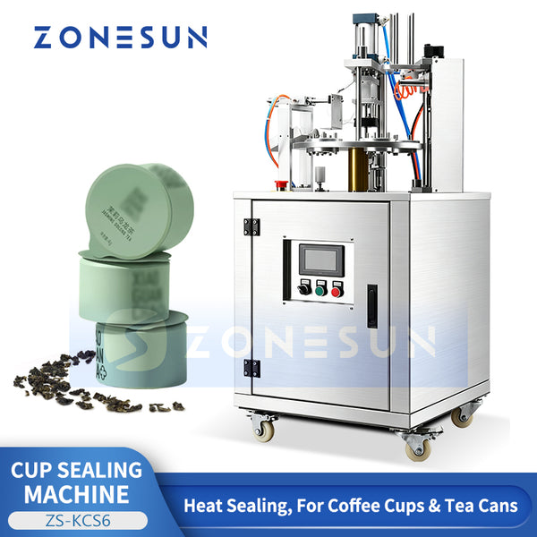 ZONESUN ZS-KCS6 Automatic Pneumatic Rotary Heat Sealing Machine for Cups & Cans