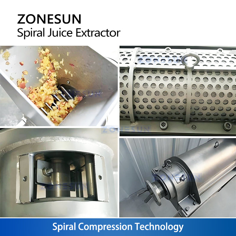 ZONESUN ZS-ZJ01 Industrial Spiral Juice Extractor Machine Continuous Auger Press Juicer for Fruits and Vegetables 304 Stainless Steel Juice Extraction Equipment