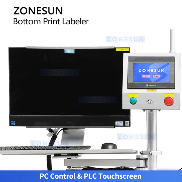 ZONESUN ZS-512F Automatic Bottom Labeling Machine with Real-Time Printing and RFID Verification