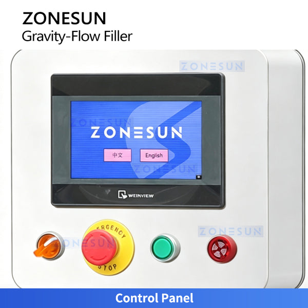 ZONESUN ZS-VTGZ100E Automatic Gravity Liquid Filling Machine with Diving Nozzles for Low Viscosity Liquids