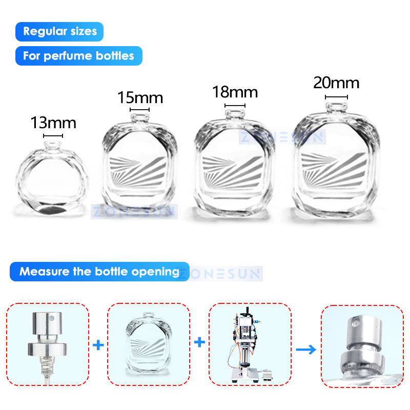 ZONESUN ZS-YG08 13/15/18/20mm Pneumatic Perfume Bottle Capping Machine