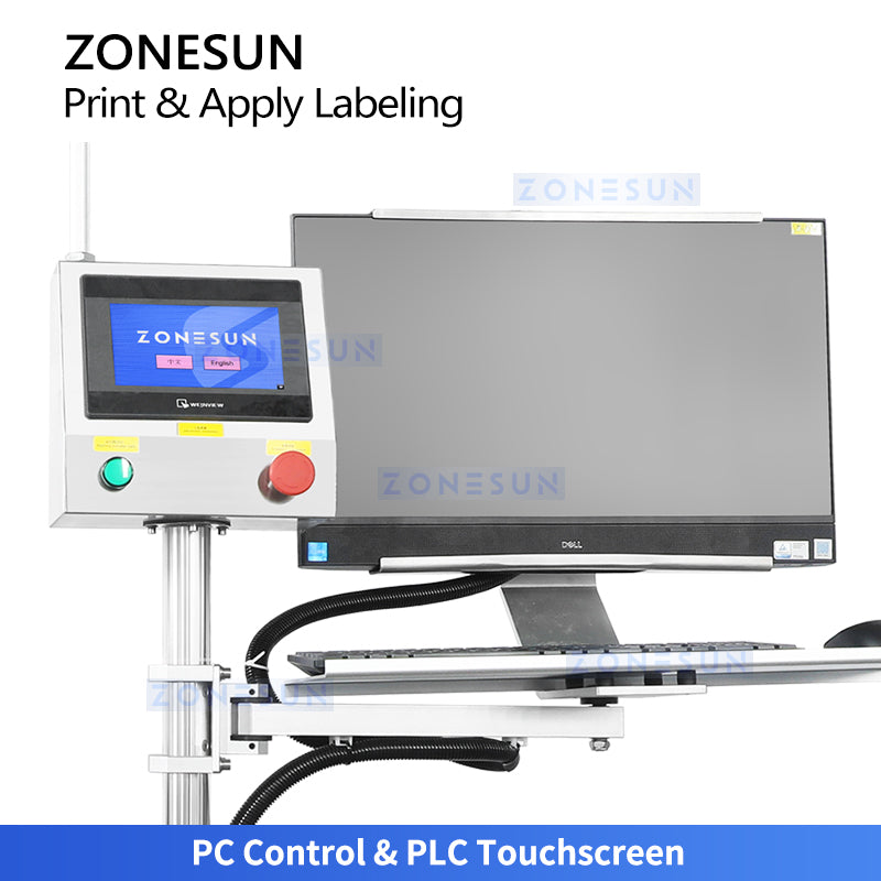 ZONESUN ZS-TB164PO Barcode-Triggered Real-time Print & Apply Labeler for Bottles