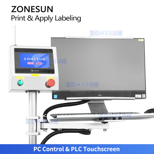 ZONESUN ZS-TB164PO Barcode-Triggered Real-time Print & Apply Labeler for Bottles