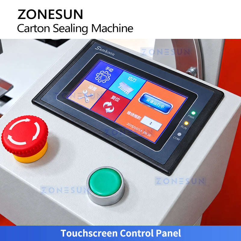ZONESUN ZS-TFX5050 Automatic Carton Tape Sealing and 360° Orbital Wrapping Machine
