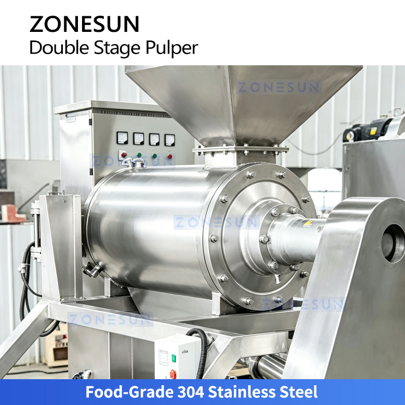 ZONESUN ZS-ZJ02 Fruit Pulper Machine Automatic Double Stage Pulping Equipment for Juice & Puree Production