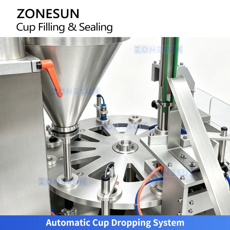 ZONESUN ZS-AFS20D Automatic Hidden Tea Cup Filling and Sealing Machine for Tea and Coffee