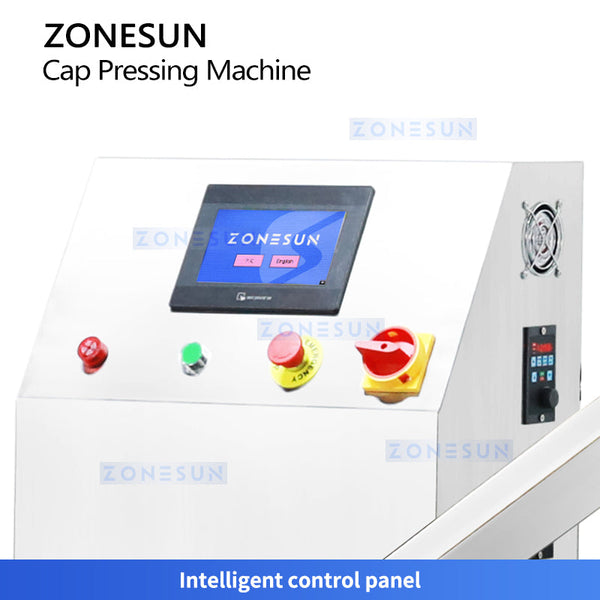 ZONESUN ZS-SGYG01 Automatic Cup Lid Pressing Machine with Cap Elevator Yogurt Cup Pressing Machine