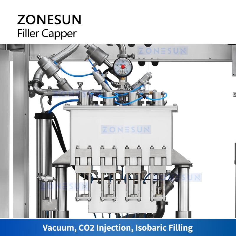 ZONESUN ZS-CFC4 Automatic Beer Filling Capping Machine Carbonated Isobaric Filler