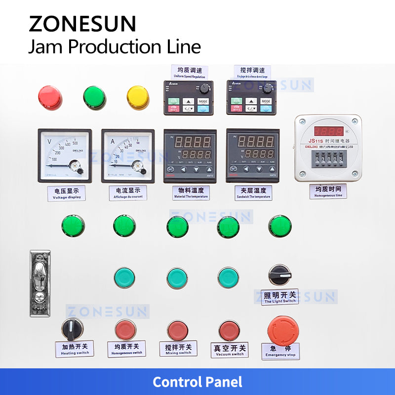 ZONESUN ZS-MB300L3 Triple Tank Mixing System for High Viscosity Sauce, Paste and Emulsion Production with Vacuum Mixing and Heating
