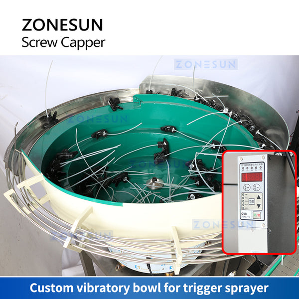 ZONESUN ZS-XG445 Automatic Trigger Pump Bottle Capping Machine With Cap Vibratory Feeder