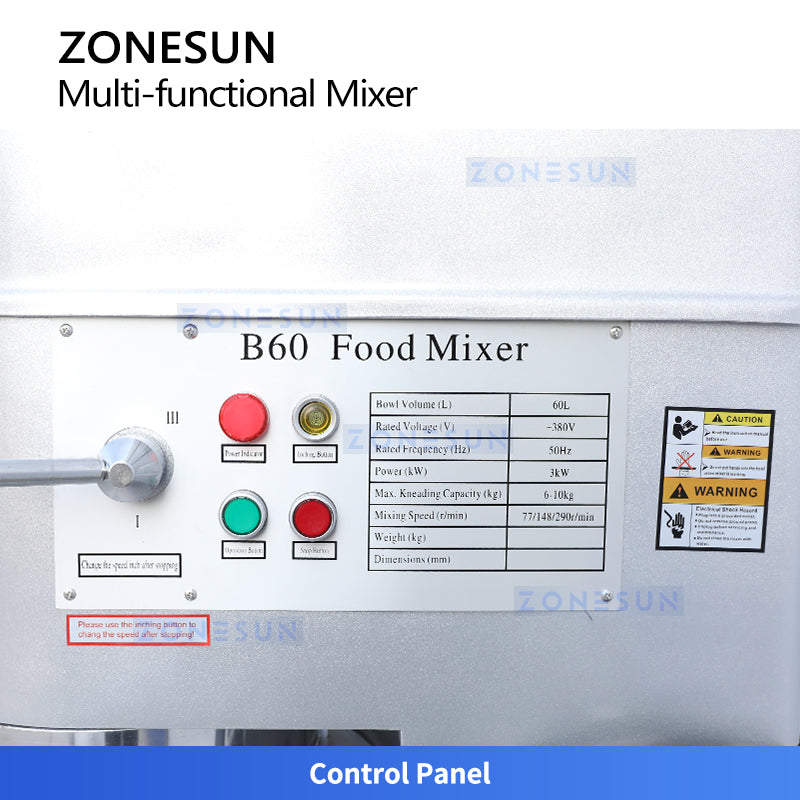 ZONESUN ZS-BM60 Food Mixer Dough Kneading & Whipping Stand Food Mixer for Bakery