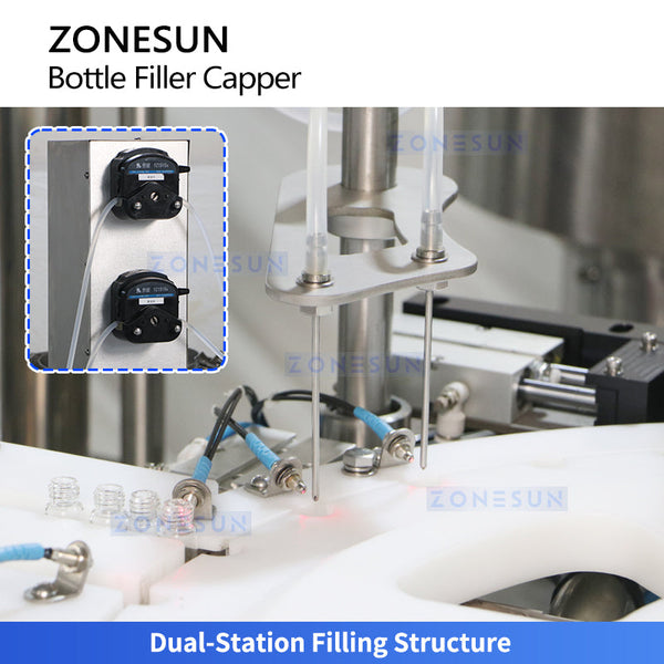 ZONESUN ZS-AFC70 Dual-Station Roller Ball Bottle Filling and Capping Machine
