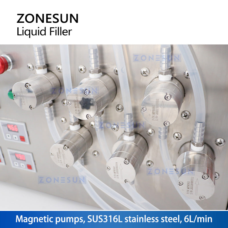 ZONESUN ZS-MP5000 Semi-automatic 6 Nozzles Magnetic Pump Liquid Filling Machine
