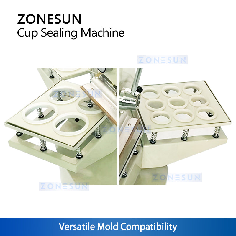 ZONESUN ZS-KCS5 Manual Cup Sealer Machine for Plastic Cups Milk Tea Coffee & Yogurt Shops Fast Heat Sealing with Adjustable Molds